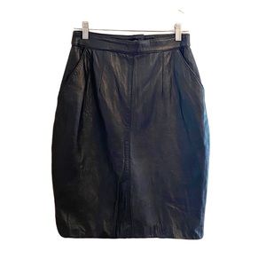 VINTAGE - LEATHER PENCIL SKIRT